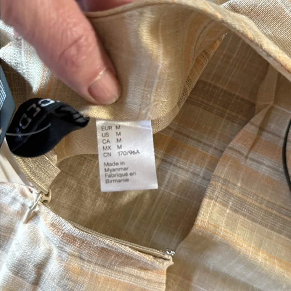NWT- Beige-Striped Gathered Corset-style Top, Medium